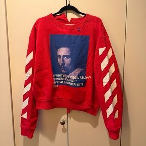 NWT XL Off-White Red “Business Casual” crewneck sweater